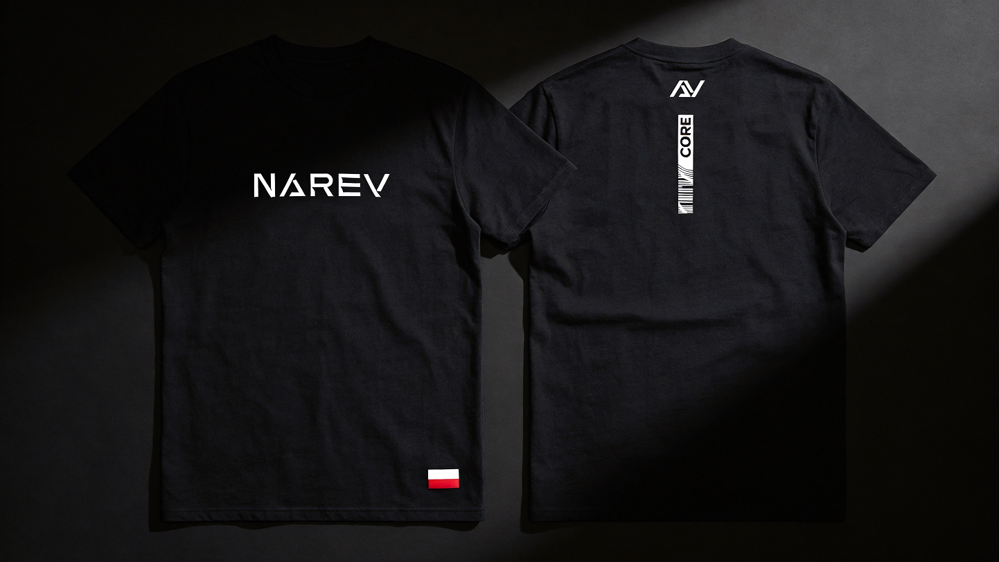 Koszulka NAREV — haft przód i tył, produkcja seryjna
